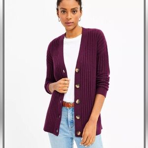 Loft- Purple Button-Up Sweater size medium